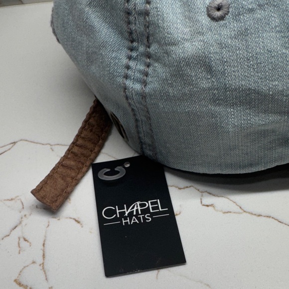 Chapel Hats Embellished Denim and Tan Cap NWT - Picture 4 of 11